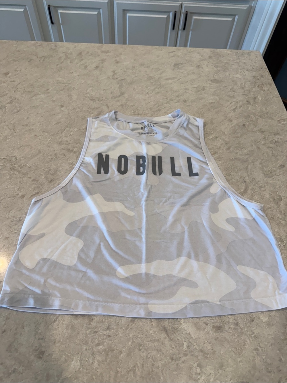 NOBULL White and Light Gray Camo Crop Tank